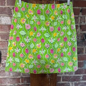 Lilly Pulitzer Green Floral A-Line Skirt